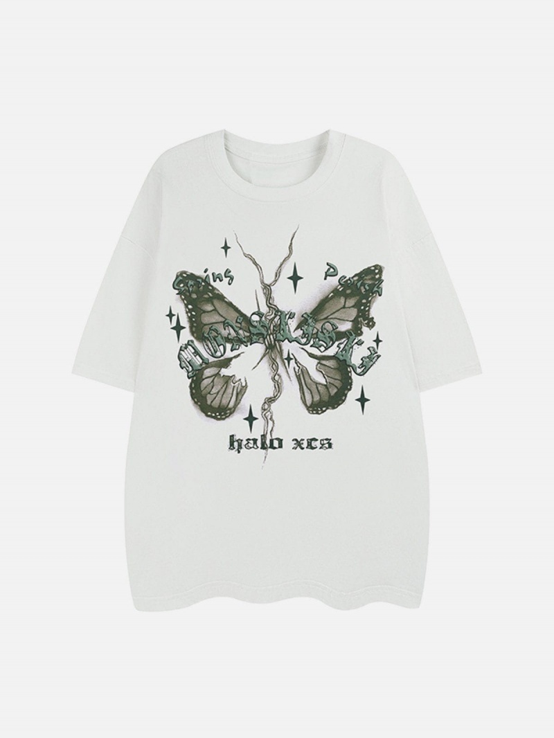 Noir  T Shirts Aelfric Eden Broken Moth Star Print Tee - CHK-4398026